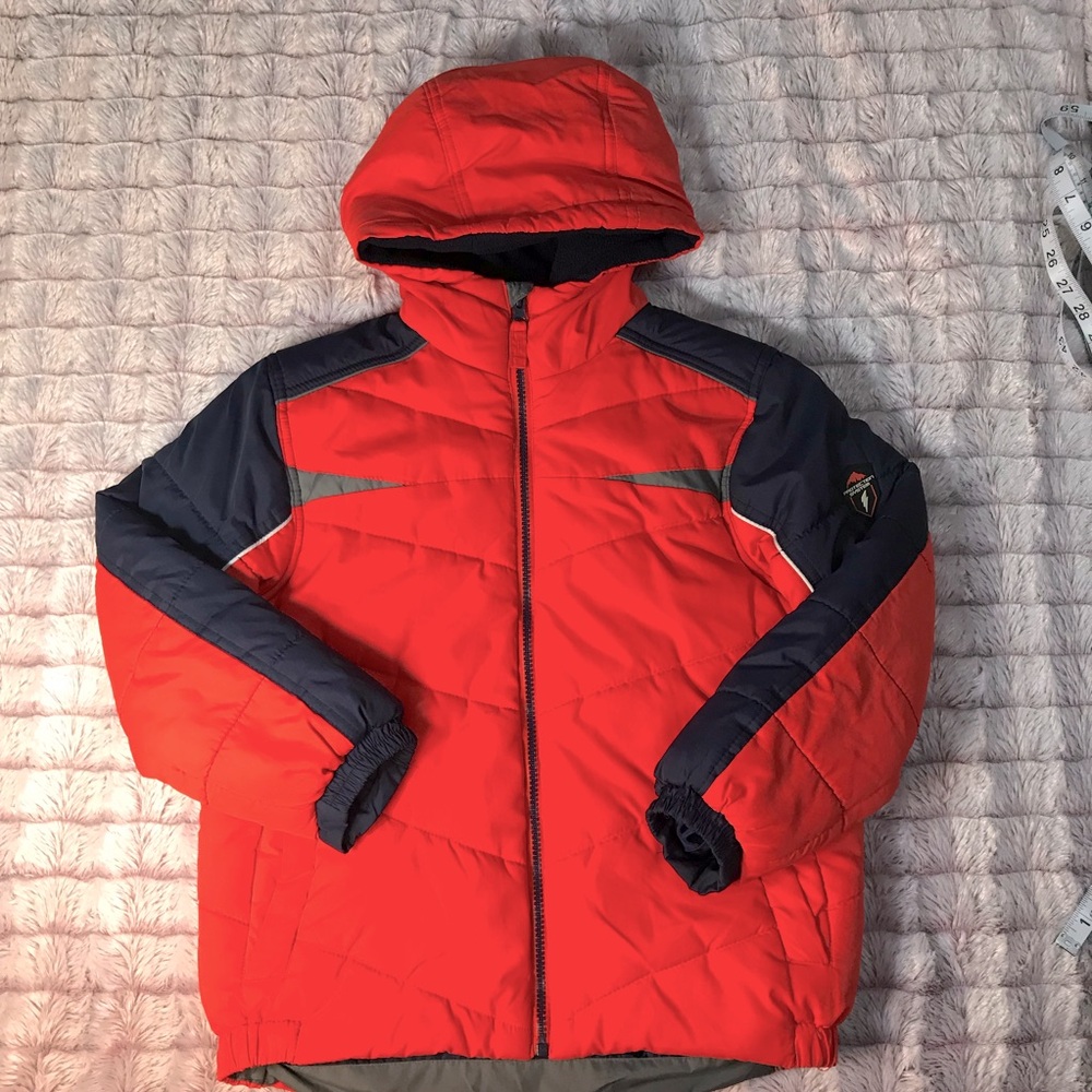 Boys' Orange Hooded Puffer Jacket Size 8